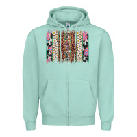 Seafoam easter leopard cowhide bunny brush stroke Zipper Hoodie - Artiststas