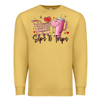 Antique Gold sips & trips target inspired stanley Premium Sweatshirt - MaliasSmallBusiness