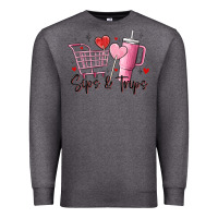 Charcoal Heather sips & trips target inspired stanley Premium Sweatshirt - MaliasSmallBusiness
