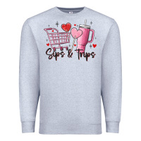 Heather Grey sips & trips target inspired stanley Premium Sweatshirt - MaliasSmallBusiness