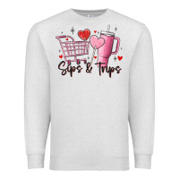 Oatmeal Heather sips & trips target inspired stanley Premium Sweatshirt - MaliasSmallBusiness