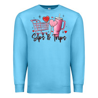 Ocean Blue sips & trips target inspired stanley Premium Sweatshirt - MaliasSmallBusiness