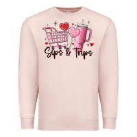 Pale Pink sips & trips target inspired stanley Premium Sweatshirt - MaliasSmallBusiness