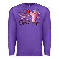 Purple sips & trips target inspired stanley Premium Sweatshirt - MaliasSmallBusiness