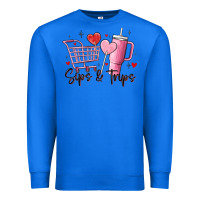 True Royal sips & trips target inspired stanley Premium Sweatshirt - MaliasSmallBusiness