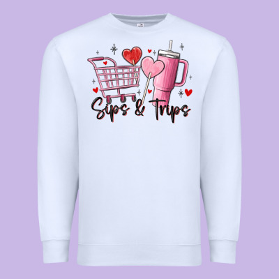 Sips & Trips Target Inspired Stanley Premium Sweatshirt Designed By Maliassmallbusiness
