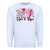 White sips & trips target inspired stanley Premium Sweatshirt - MaliasSmallBusiness