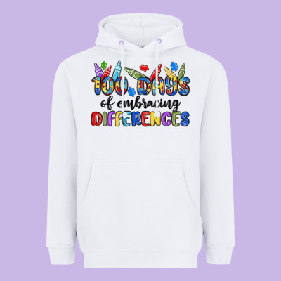 100 Days Of Embracing Differences Heavyweight Hoodie Designed By Maliassmallbusiness