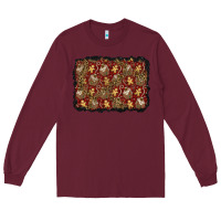 Burgundy christmas gingerbread man and house background Long Sleeve Tee - BundleAndBundleShop
