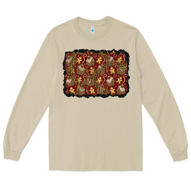 Christmas Gingerbread Man And House Background Long Sleeve Tee by BundleAndBundleShop | Teevron