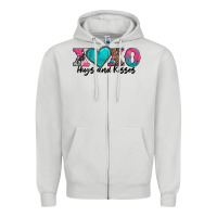 Dove Grey xoxo hugs and kisses valentines day Zipper Hoodie - AdoDesignShop