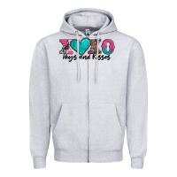 Heather Grey xoxo hugs and kisses valentines day Zipper Hoodie - AdoDesignShop