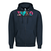 Navy xoxo hugs and kisses valentines day Zipper Hoodie - AdoDesignShop