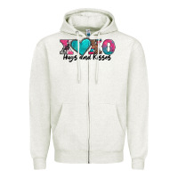 Oatmeal Heather xoxo hugs and kisses valentines day Zipper Hoodie - AdoDesignShop