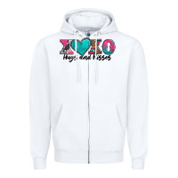 White xoxo hugs and kisses valentines day Zipper Hoodie - AdoDesignShop