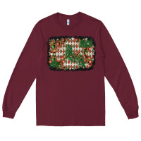 Burgundy christmas ornament and diamond plaid  background Long Sleeve Tee - BundleAndBundleShop