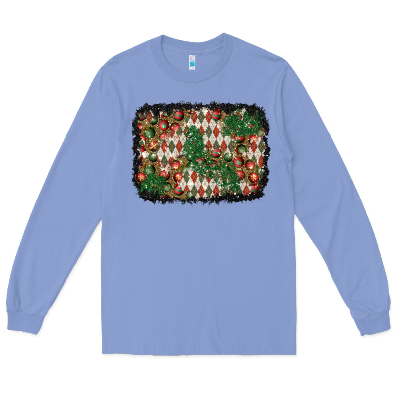 Christmas Ornament And Diamond Plaid  Background Long Sleeve Tee by BundleAndBundleShop | Teevron