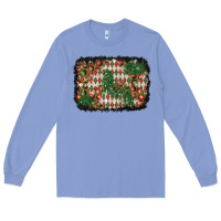Colony Blue christmas ornament and diamond plaid  background Long Sleeve Tee - BundleAndBundleShop