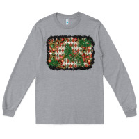 Heather Grey christmas ornament and diamond plaid  background Long Sleeve Tee - BundleAndBundleShop
