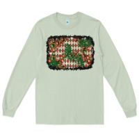 Matcha christmas ornament and diamond plaid  background Long Sleeve Tee - BundleAndBundleShop