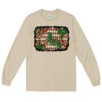 Mushroom christmas ornament and diamond plaid  background Long Sleeve Tee - BundleAndBundleShop