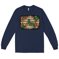 Navy christmas ornament and diamond plaid  background Long Sleeve Tee - BundleAndBundleShop