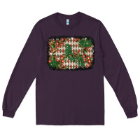 Plum christmas ornament and diamond plaid  background Long Sleeve Tee - BundleAndBundleShop