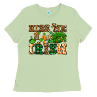 Kiss Me I Am Irish  With Lips And Shamrocks Ladies Tee | Teevron