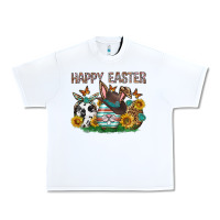 White Western Happy Easter Urban Heavy Tee - Neo Western