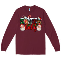 Burgundy santa baby with santa and christmas tree cake Long Sleeve Tee - AdoDesignShop