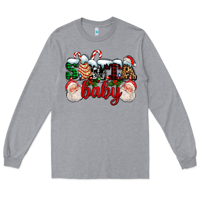 Santa Baby With Santa And Christmas Tree Cake Long Sleeve Tee by AdoDesignShop | Teevron