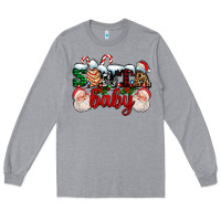 Heather Grey santa baby with santa and christmas tree cake Long Sleeve Tee - AdoDesignShop