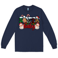 Navy santa baby with santa and christmas tree cake Long Sleeve Tee - AdoDesignShop