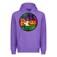 Purple halloween round earrings 3 Premium Hoodie - BundleAndBundleShop