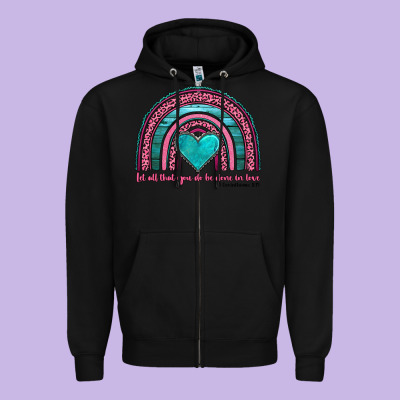 Valentine's Day Rainbow Let All That You Do Be Done In Love 1 Corinthi Zipper Hoodie Designed By Adodesignshop