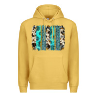 Antique Gold gemstone sunflower cowhide brushstroke Premium Hoodie - AdoDesignShop