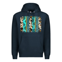 Navy gemstone sunflower cowhide brushstroke Premium Hoodie - AdoDesignShop