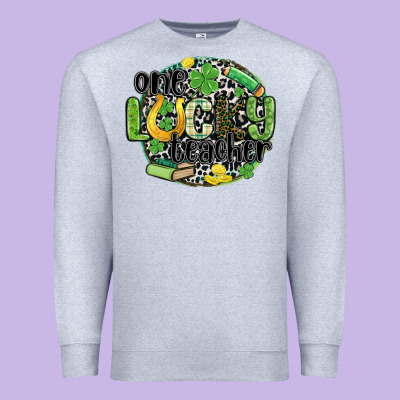 One Lucky Teacher Premium Sweatshirt Designed By Maliassmallbusiness