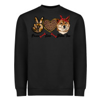 Black peace love shiba inu Heavyweight Sweatshirt - RanaPortraitStore