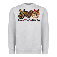 Heather Grey peace love shiba inu Heavyweight Sweatshirt - RanaPortraitStore