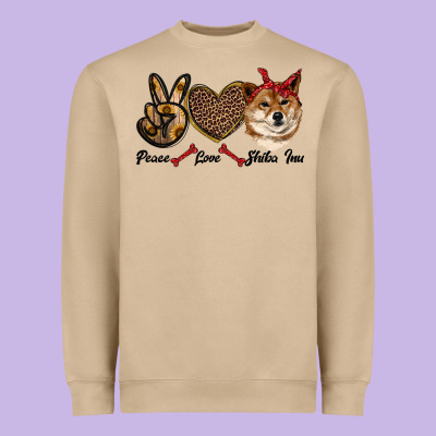Peace Love Shiba Inu Heavyweight Sweatshirt Designed By Ranaportraitstore