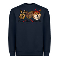 Navy peace love shiba inu Heavyweight Sweatshirt - RanaPortraitStore