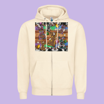 Easter Bunny Egg Cowhide Leopard Zipper Hoodie Designed By Artiststas