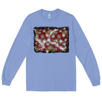Colony Blue christmas snow crystals background Long Sleeve Tee - BundleAndBundleShop