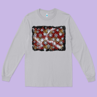 Christmas Snow Crystals Background Long Sleeve Tee Designed By Bundleandbundleshop