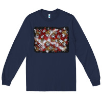 Navy christmas snow crystals background Long Sleeve Tee - BundleAndBundleShop