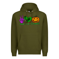 Army Green peace love halloween Premium Hoodie - BundleAndBundleShop