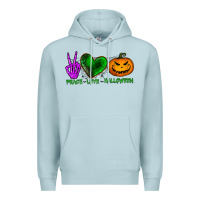 Blue Mist peace love halloween Premium Hoodie - BundleAndBundleShop