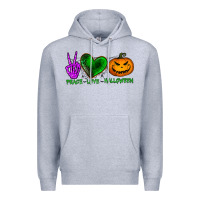 Heather Grey peace love halloween Premium Hoodie - BundleAndBundleShop