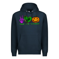 Navy peace love halloween Premium Hoodie - BundleAndBundleShop
